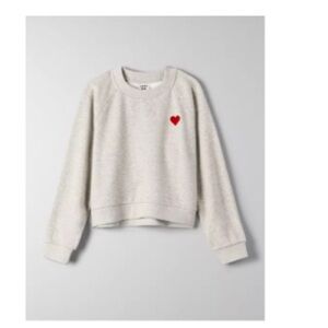 ARITZIA | Sunday Best Ellie Sweater Sweatshirt Grey Red Heart ❤️ XXS